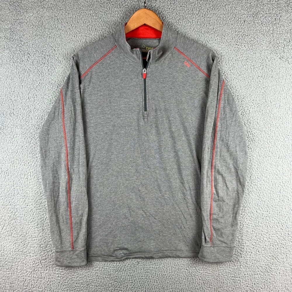 Tasc Shirt Mens Large Gray Bamboo Performance‎ 1/4 Zip Stretch Breathable Logo